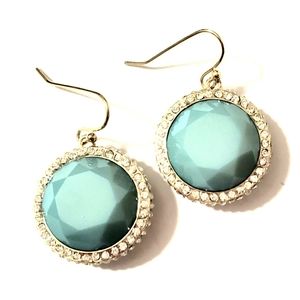 BLUE DIAMOND CUT JEWEL GEMSTONE GIFT EARRINGS USA